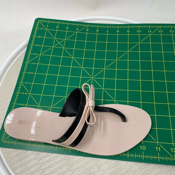 Melissa Shoes Jelly Sandals Flip Flops 10 Bow Vegan Plastic Pink Black Brazil - Picture 12 of 12